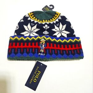 Polo Ralph Lauren Holiday Jacquard Bear Rib-Knit Beanie $250 cowboy bear